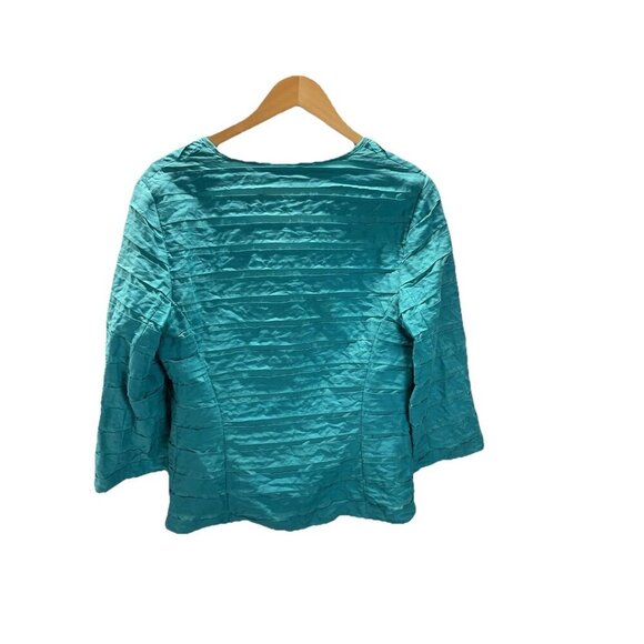 Lafayette 148 Linen Blend Turquoise Blazer Cardigan Size 14 topper jacket‎ - Picture 2 of 13